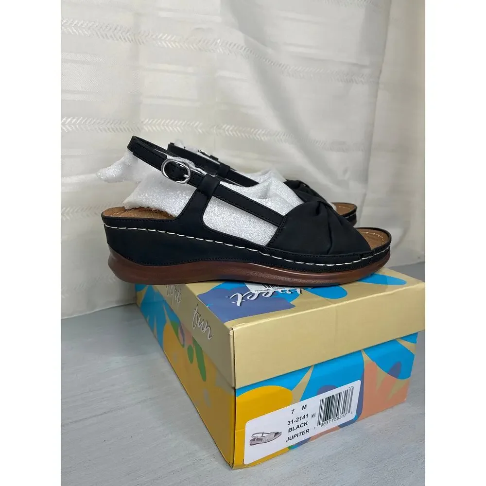 Easy Street Jupiter Slingback Comfort Sandals Black Womens Size 7M